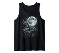 Three Roaring Gargoyles Under Full Moon Fantasy Scene Tank Top