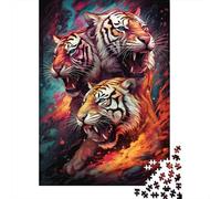 Three Roaring Tigers 1000 Piece Jigsaw Puzzle Paper for Adults Wild Art Style Focus Home Decoration Relaxing Gift 70x50cm/1000pcs