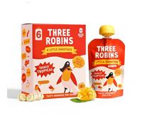 Three Robins Snack Pouches for Kids |Real Fruit & Veggies | Vitamin B, D & Calcium | No Added Sugar | Dairy Free | High Fibre | Healthy School Lunchbox Snacks (Totally Tropical - 6 x 100g)
