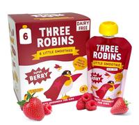 Three Robins Super Berry Little Smoothies - Real Fruit and Veggies, No Added Sugar, School Lunchbox Friendly, On the Go Snacking for Kids, Dairy Free, Healthy (6 x 100g)