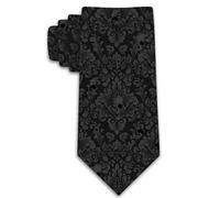 Three Rooker Skull Ties Mens Damask Necktie Halloween Tie for Men Conservative Holiday Print, dark black, Talla Única