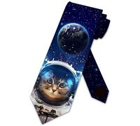 Three Rooker Space Cat Ties - Mens Funny Astronaut Cat Necktie