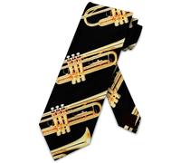 Three Rooker Trumpets Tie Mens Trumpet Neckties, Black, One size