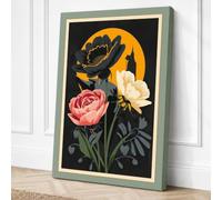 Three Roses in Bloom Canvas Wall Art Print 18x12 Inch