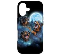 Three Rottweiler Dog Engulfed in Galaxy Cloud Under Icy Moon Case for iPhone 17