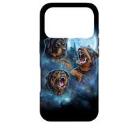 Three Rottweiler Dog Engulfed in Galaxy Cloud Under Icy Moon Case for iPhone 17 Pro