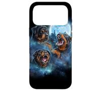 Three Rottweiler Dog Engulfed in Galaxy Cloud Under Icy Moon Case for iPhone 17 Pro Max