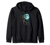 Three Rottweilers Under Moon Canine Night Scene Zip Hoodie