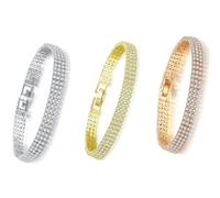 Three-Row Pave Bracelet: Rose Gold/Without Gift Box/One