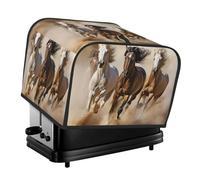 Three Running Horses 4 Slice Toaster Covers Dustproof Splash-Proof Bread Machine Cover Fingerprint Protectors Small Washable Kitchen Appliance Cover Universal Size