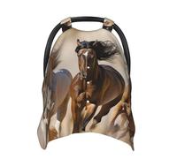 Three Running Horses Baby Car Seat Canopy Cover, Multi Use Breathable Nursing Breastfeeding Covers for Mom Soft Stroller Sun Shade Newborn Shower Gift
