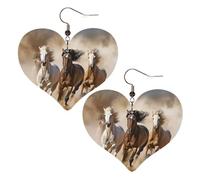 Three running horses Leather Earrings for Women Heart Earrings Lightweight Dangle Drop Earrings Cute Jewelry Gift, One Size, No Gemstone