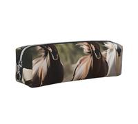 Three Running Horses Print Adults Pencil Case Pouch Stationery Organizer Office Travel Supply Accessory