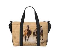 Three Running Horses Print Gym Bag for Women, Weekender Overnight Bag,Personal Item Bag, Shoulder Bag for Women Men,One Size