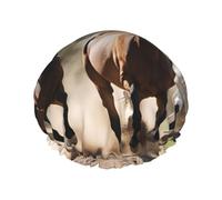 Three Running Horses Print Shower Cap For Women Lightweight Reusable Softdouble Waterproof Layers Leakproof.