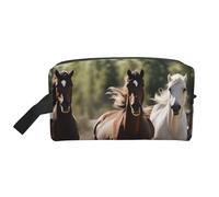Three Running Horses Print Travel Toiletry Bag,Makeup Bag,Cosmetic Bag,Hanging Tolietry Bag for Women Men,Gym Daily