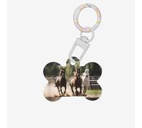 Three Running Horses Printing Dog Tag Bone Shaped Double Sided Pattern Dog Id Tags Bone Shaped Pet Name Tags Dog Collar Tags