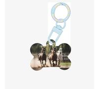 Three Running Horses Printing Dog Tag Bone Shaped Double Sided Pattern Dog Id Tags Bone Shaped Pet Name Tags Dog Collar Tags