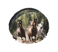 Three Running Horses Reusable Shower Cap For Women, Double Waterproof Layer Shower Cap, Hair Care Essential