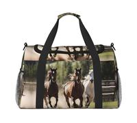 Three Running Horses Travel Bag, Weekender Bags For Women Men For Outdoor Adventures, Ideal For Camping And Hiking, Black, One Size