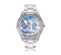 Three Samoyed Dogs Vintage Wrist Watches Men's Classic Business Watch Casual Stainless Steel Band for Boyfriend Father