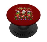 Three Santa Elf Bearded Collies In Colorful Christmas Socks PopSockets Adhesive PopGrip
