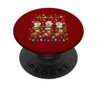 Three Santa Elf Bichon Frises In Colorful Christmas Socks PopSockets Adhesive PopGrip