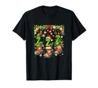 Three Santa Elf Reindeer Snakes in Colorful Xmas Socks T-Shirt