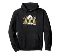 Three Santa Reindeer Elf Crocodiles Colorful Xmas Lights Pullover Hoodie