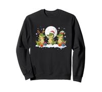 Three Santa Reindeer Elf Crocodiles Colorful Xmas Lights Sweatshirt