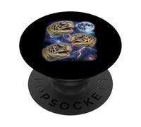 Three Sea Turtles Moon 3 Turtle Funny Cursed Howling Meme PopSockets Adhesive PopGrip