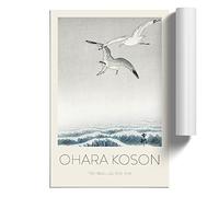 Three Seagulls by Ohara Koson | Unframed Wall Art Print | Ready to Frame Poster | Modern Home Decor Picture | Artwork for Living Room, Bedroom, Kitchen or Office | A2 (42x59.4 cm)
