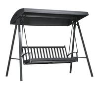 Three-Seater Metal Garden Swing Chair - Dark Grey