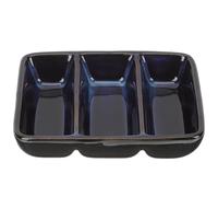 Three Section Porcelain Sauce Dish Rectangular Seasoning Bowl 12x8.5x3.5cm | Smooth Surface, Portion Control, Oxidation Resistance, for Pepper, Bread Dipping, Family Dinners or Buffet Stations