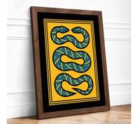 Three Serpents Art Deco Framed Wall Art Print A2 (59.4×42cm) Walnut, Wall Decor for Living Room, Bedroom, Office & Home, Ready to Hang, Art Gift