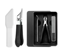 Three Sets of Eagle Beak Beveled Nail Clippers Household Multifunctional Large Opening Anti-Splash Nail Clippers Set of high-Grade Thick Hard Manicure Clippers(Free exfoliating Tool) (Black)