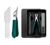 Three Sets of Eagle Beak Beveled Nail Clippers Household Multifunctional Large Opening Anti-Splash Nail Clippers Set of high-Grade Thick Hard Manicure Clippers(Free exfoliating Tool) (Blackish Green)