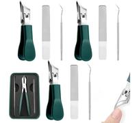Three Sets of Eagle Beak Beveled Nail Clippers, Premium 3-Piece Eagle Beak Nail Clipper Set, 25 Degree Wide Jaw Opening Anti-Splash Slanted Ingrown Toenail Clippers for Seniors Thick Nails，2