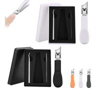 Three Sets of Eagle Beak Beveled Nail Clippers, Splashproof 25° Beveled Edge Nail Clippers Set, Wide Jaw Opening Anti-Splash Slanted Nail Clipper, for Seniors & Ingrown Care (2pcs-A)