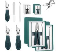 Three Sets of Eagle Beak Beveled Nail Clippers, Super Sharp Oblique Nail Clipper, Eagle Beak Beveled, Portable Anti-Splash, for Thick Nails, Seniors & Ingrown Care (Green,2pcs)