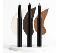 Three Shade Creamy Eyeshadow Stick Set - Pearl White, Bronze Shine & Dark Bronze, Long Lasting Waterproof Highly Pigmented Makeup for Smoky Eye & Everyday Travel, Easy Blendable Creamy Formula,