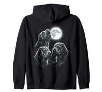 Three Shar Pei Dogs Howling At The Moon Zip Hoodie