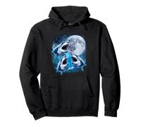 Three Shark Moon | 3 Great Whites Howling Wolfs Moon Parody Pullover Hoodie