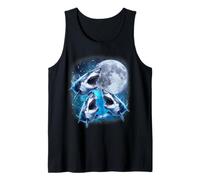 Three Shark Moon | 3 Great Whites Howling Wolfs Moon Parody Tank Top
