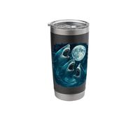 Three Sharks Howling at The Moon 3 Shark Moon Stainless Steel Insulated Tumbler