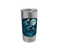 Three Sharks Howling at The Moon 3 Shark Moon Stainless Steel Insulated Tumbler
