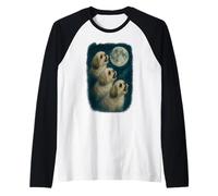 Three Shih Tzu Howling At The Moon 3 Shih Tzu Moon Raglan Baseball Tee