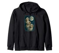 Three Shih Tzu Howling At The Moon 3 Shih Tzu Moon Zip Hoodie