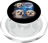 Three Shih Tzu Howling At The Moon Weird Meme Shih Tzu PopSockets PopGrip for MagSafe