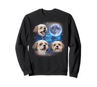 Three Shih Tzu Howling At The Moon Weird Meme Shih Tzu Sweatshirt